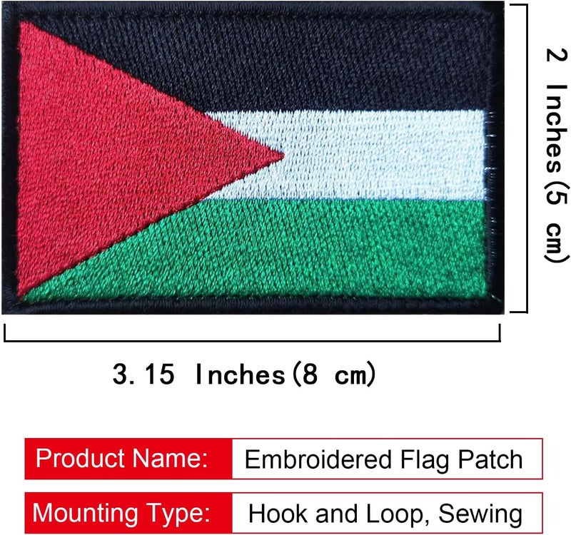 MWOOT 2 قطع شارة علم فلسطين مطرزة شارة معنوية شارات عسكرية تكتيكية مع خطاف وحلقة - Image 2